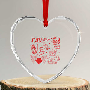 Xoxo Valentines Day Heart Crystal Glass Ornament Love You Cherry Much Vintage Coquette TS11 Transparent Glass 3'' Heart Print Your Wear
