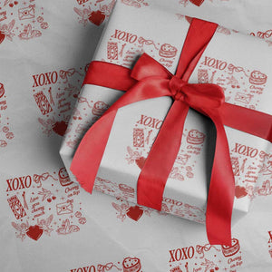 Xoxo Valentines Day Wrapping Paper Roll Love You Cherry Much Vintage Coquette TS11 White Print Your Wear
