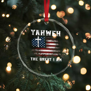 Yahweh The Great I Am Christian Faith Crystal Glass Ornament Vintage American Flag TS11 Print Your Wear