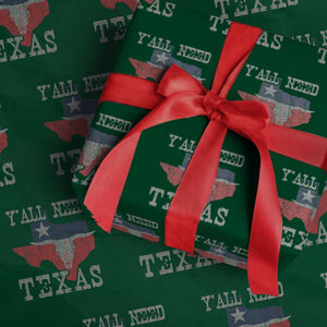 Yall Need Texas Wrapping Paper Roll State Map Vintage TS10 Green Print Your Wear