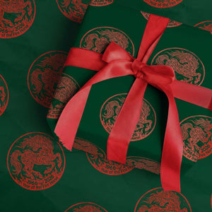 Year of the Fire Horse 1966 2026 Red Graphic Wrapping Paper Roll 60 Years Chinese Zodiac Horse Vintage Style TS02 Green Print Your Wear
