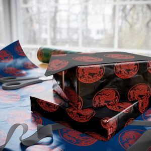 Year of the Fire Horse 1966 2026 Red Graphic Wrapping Paper Roll 60 Years Chinese Zodiac Horse Vintage Style TS02 Black Print Your Wear