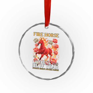 Year of The Fire Horse 2026 Crystal Glass Ornament Chinese New Year Peony Flower TS11 Print Your Wear