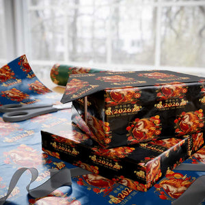 Year of The Fire Horse Wrapping Paper Roll Funny Chinese Zodiac Lunar New Year 2026 TS11 Black Print Your Wear