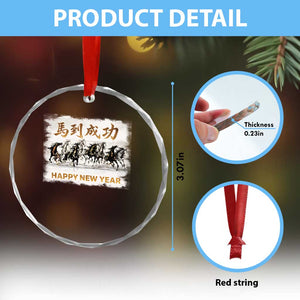 Year of The Horse 2026 Crystal Glass Ornament Happy New Year Gallop Of The 8 Horses TS11 Print Your Wear