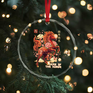 Year of the Horse Chinese New Year Crystal Glass Ornament Floral Zodiac Horse Lunar Festival TS02 Print Your Wear