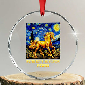 Year of the Horse Starry Night Inspired Graphic Crystal Glass Ornament Golden Horse Chinese Zodiac Art TS02 Transparent Glass 3'' Circle Print Your Wear