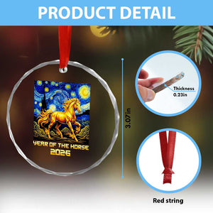 Year of the Horse Starry Night Inspired Graphic Crystal Glass Ornament Golden Horse Chinese Zodiac Art TS02 Print Your Wear