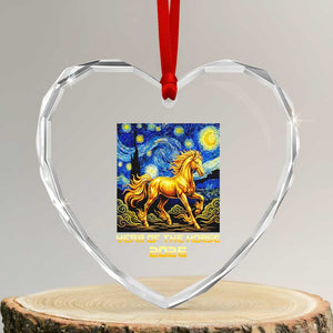 Year of the Horse Starry Night Inspired Graphic Heart Crystal Glass Ornament Golden Horse Chinese Zodiac Art TS02 Transparent Glass 3'' Heart Print Your Wear