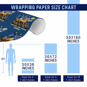 Year of the Horse Starry Night Inspired Graphic Wrapping Paper Roll Golden Horse Chinese Zodiac Art TS02 Print Your Wear