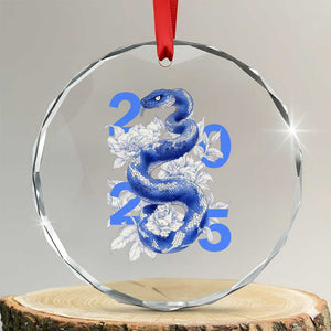 Year Of The Snake 2025 Crystal Glass Ornament Chinese New Year Blue Snake TS09 Transparent Glass 3'' Circle Print Your Wear