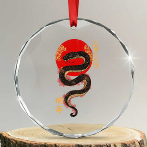 Year Of The Snake 2025 Crystal Glass Ornament Lunar New Year Chinese Snake TS09 Transparent Glass 3'' Circle Print Your Wear