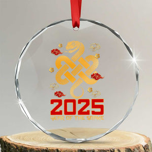 Year Of The Snake 2025 Crystal Glass Ornament Lunar New Year Chinese Traditional TS09 Transparent Glass 3'' Circle Print Your Wear