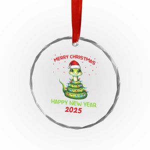 Year Of The Snake 2025 Crystal Glass Ornament Merry Xmas And Happy New Year Cute Snake TS09 Print Your Wear