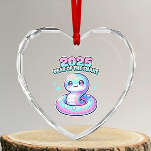 Year Of The Snake 2025 Heart Crystal Glass Ornament Cute Snake Happy New Year TS09 Transparent Glass 3'' Heart Print Your Wear