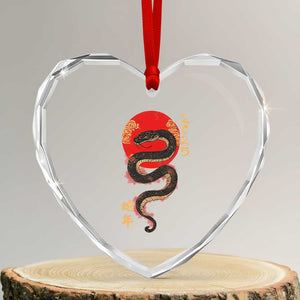 Year Of The Snake 2025 Heart Crystal Glass Ornament Lunar New Year Chinese Snake TS09 Transparent Glass 3'' Heart Print Your Wear