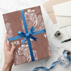 Yee Claw Lobster Wrapping Paper Roll Funny Crawfish Western Meme TS14 Mocha Print Your Wear