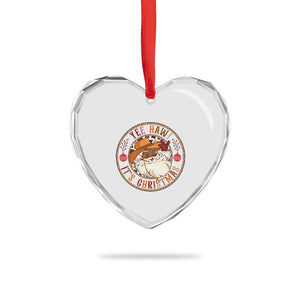 Yee Haw It Is Christmas Heart Crystal Glass Ornament Funny Black Santa Cowboy TS12 Print Your Wear