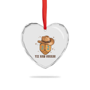 Yee Haw Nukkah Heart Crystal Glass Ornament Funny Cowboy Hanukkah TS14 Print Your Wear