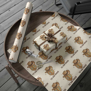 Yee Haw Nukkah Wrapping Paper Roll Funny Cowboy Hanukkah TS14 Beige Print Your Wear