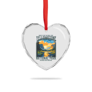 Yellowstone National Park Heart Crystal Glass Ornament Worlds First NP Retro Vintage Graphic TS02 Print Your Wear