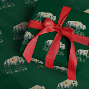Yellowstone National Park Wrapping Paper Roll Bison Nature Wildlife Outdoor Hiking Camping Forest TS10 Green Print Your Wear