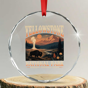 Yellowstone National Park Wyoming Montana Idaho Crystal Glass Ornament Vintage Bison Geyser