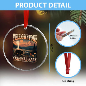 Yellowstone National Park Wyoming Montana Idaho Crystal Glass Ornament Vintage Bison Geyser
