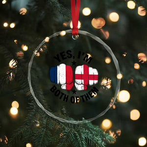 Yes Im Both Of Them France England Flag Fists Graphic Crystal Glass Ornament French English Anglo Dual Pride Heritage TS02 Print Your Wear