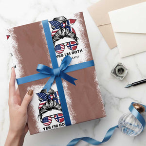 Yes I'm Both of Them Half Norwegian American Wrapping Paper Roll TS14 Mocha Print Your Wear