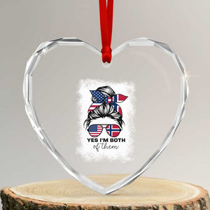 Yes I'm Both of Them Half Norwegian American Heart Crystal Glass Ornament TS14 Transparent Glass 3'' Heart Print Your Wear