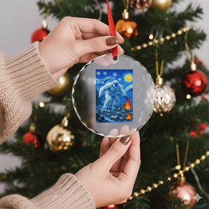 Yeti Cryptid Christmas Crystal Glass Ornament Winter Monster Starry Night Xmas TS14 Print Your Wear