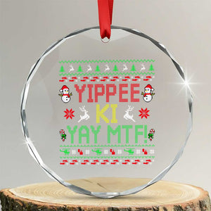 Yippee Ki Yay Crystal Glass Ornament 80's Movie Xmas Gift Ugly Christmas TS10 Transparent Glass 3'' Circle Print Your Wear