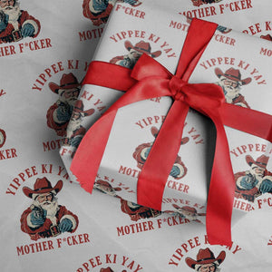 Yippee Ki Yay Mother Fcker Wrapping Paper Roll Funny Santa Gun Christmas TS14 White Print Your Wear