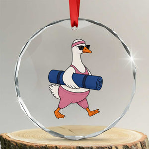 Yoga Goose Carrying Mat Crystal Glass Ornament Funny Yogi Workout Fitness Graphic