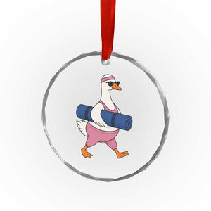 Yoga Goose Carrying Mat Crystal Glass Ornament Funny Yogi Workout Fitness Graphic