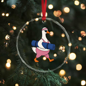 Yoga Goose Carrying Mat Crystal Glass Ornament Funny Yogi Workout Fitness Graphic