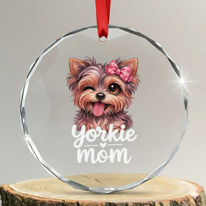 Yorkshire Terrier Dog Mom Crystal Glass Ornament Cute Yorkie Puppy Gift