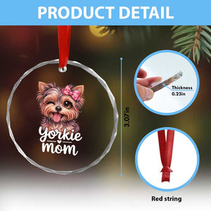 Yorkshire Terrier Dog Mom Crystal Glass Ornament Cute Yorkie Puppy Gift