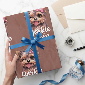 Yorkshire Terrier Dog Mom Wrapping Paper Roll Cute Yorkie Puppy Gift TS12 Mocha Print Your Wear