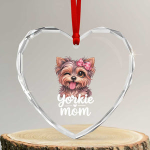 Yorkshire Terrier Dog Mom Heart Crystal Glass Ornament Cute Yorkie Puppy Gift TS12 Transparent Glass 3'' Heart Print Your Wear