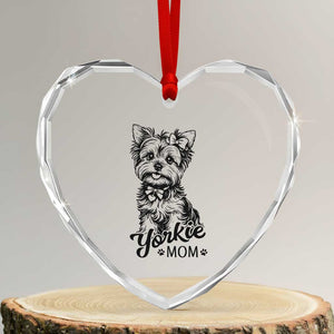 Yorkshire Terrier Mom Heart Crystal Glass Ornament Cute Yorkie Mama Puppy Gift TS12 Transparent Glass 3'' Heart Print Your Wear