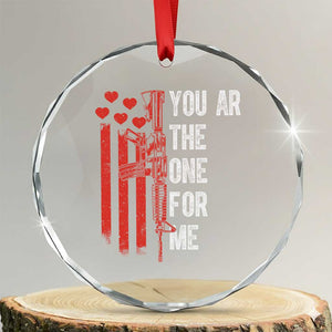 You AR The One for Me Crystal Glass Ornament Patriotic Valentine Gun Romantic Rifle and Flag TS02 Transparent Glass 3'' Circle Print Your Wear