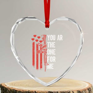 You AR The One for Me Heart Crystal Glass Ornament Patriotic Valentine Gun Romantic Rifle and Flag TS02 Transparent Glass 3'' Heart Print Your Wear