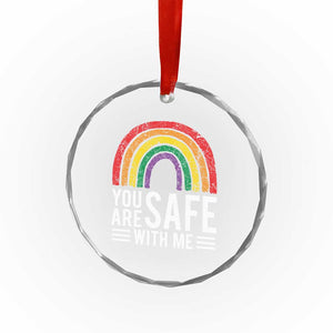 You Are Safe With Me Crystal Glass Ornament Retro Rainbow LGBTQ Ally Pride TS10 Print Your Wear