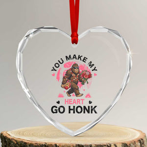 You Make My Heart Go Honk Heart Crystal Glass Ornament Funny Bigfoot Valentine Meme TS14 Transparent Glass 3'' Heart Print Your Wear