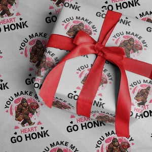 You Make My Heart Go Honk Wrapping Paper Roll Funny Bigfoot Valentine Meme TS14 White Print Your Wear