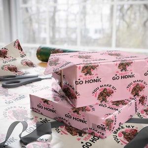 You Make My Heart Go Honk Wrapping Paper Roll Funny Bigfoot Valentine Meme TS14 Light Pink Print Your Wear