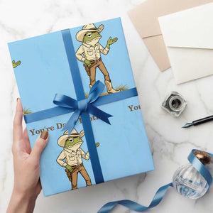 You're Darn Tootin Wrapping Paper Roll Funny Cowboy Frog Meme TS14 Light Blue Print Your Wear