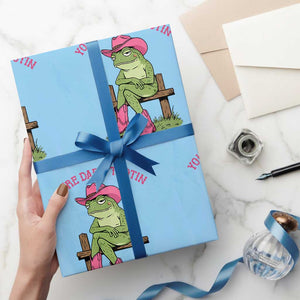 You're Darn Tootin Wrapping Paper Roll Funny Cowgirl Frog Sarcastic Meme TS14 Light Blue Print Your Wear
